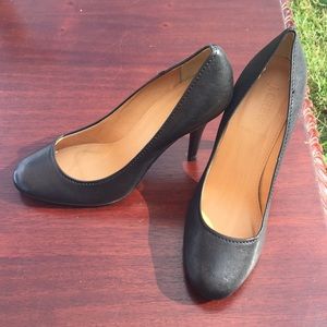 J Crew black leather 3-3.5 inch heels